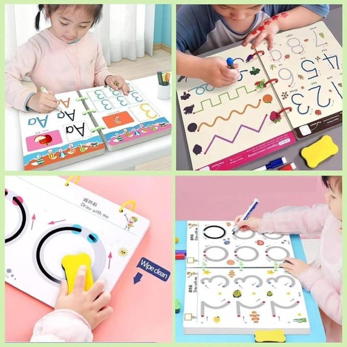 Hand Writing Pen Control Training Book | 64 Pages Magical Tracing Workbook Set with Pen & Eraser