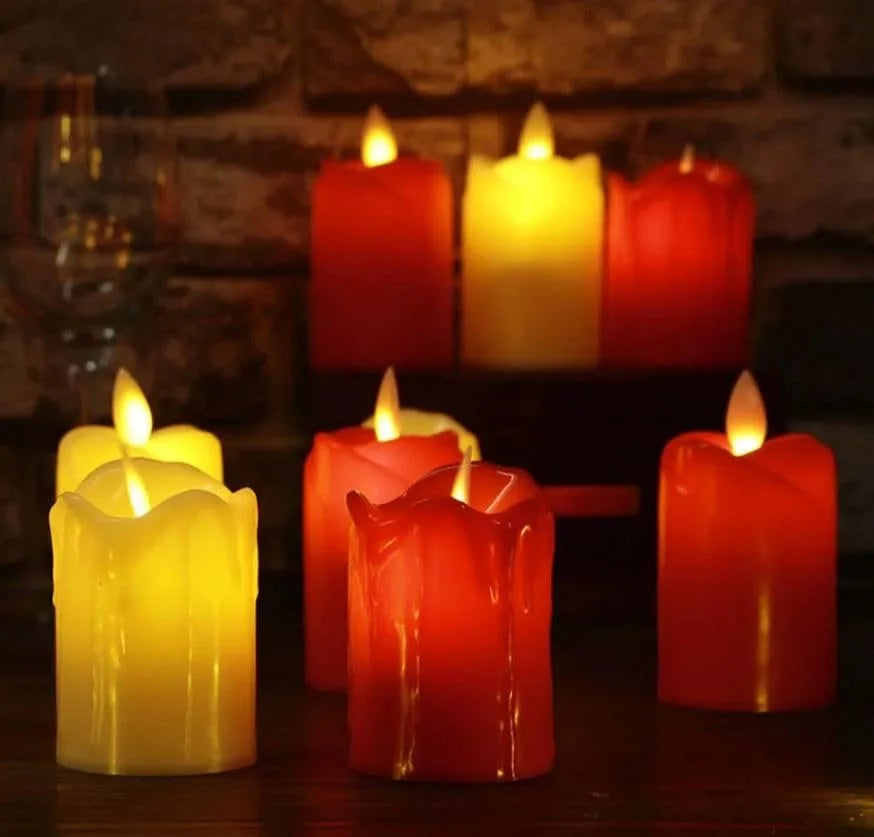 LED Candles with Dripping Wax Design Smokeless and Flameless (12 pcs)
