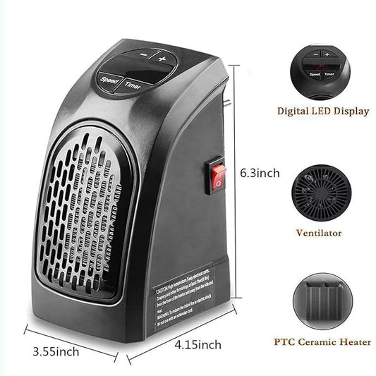 Mini Portable Heater - Energy-Saving Small Indoor Room Heater 220V (BLACK)