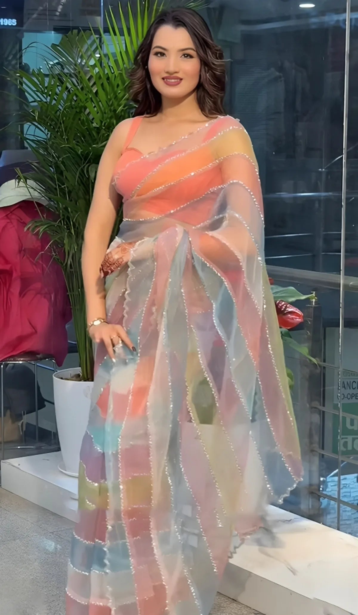 Multicolor Soft Organza Silk Saree