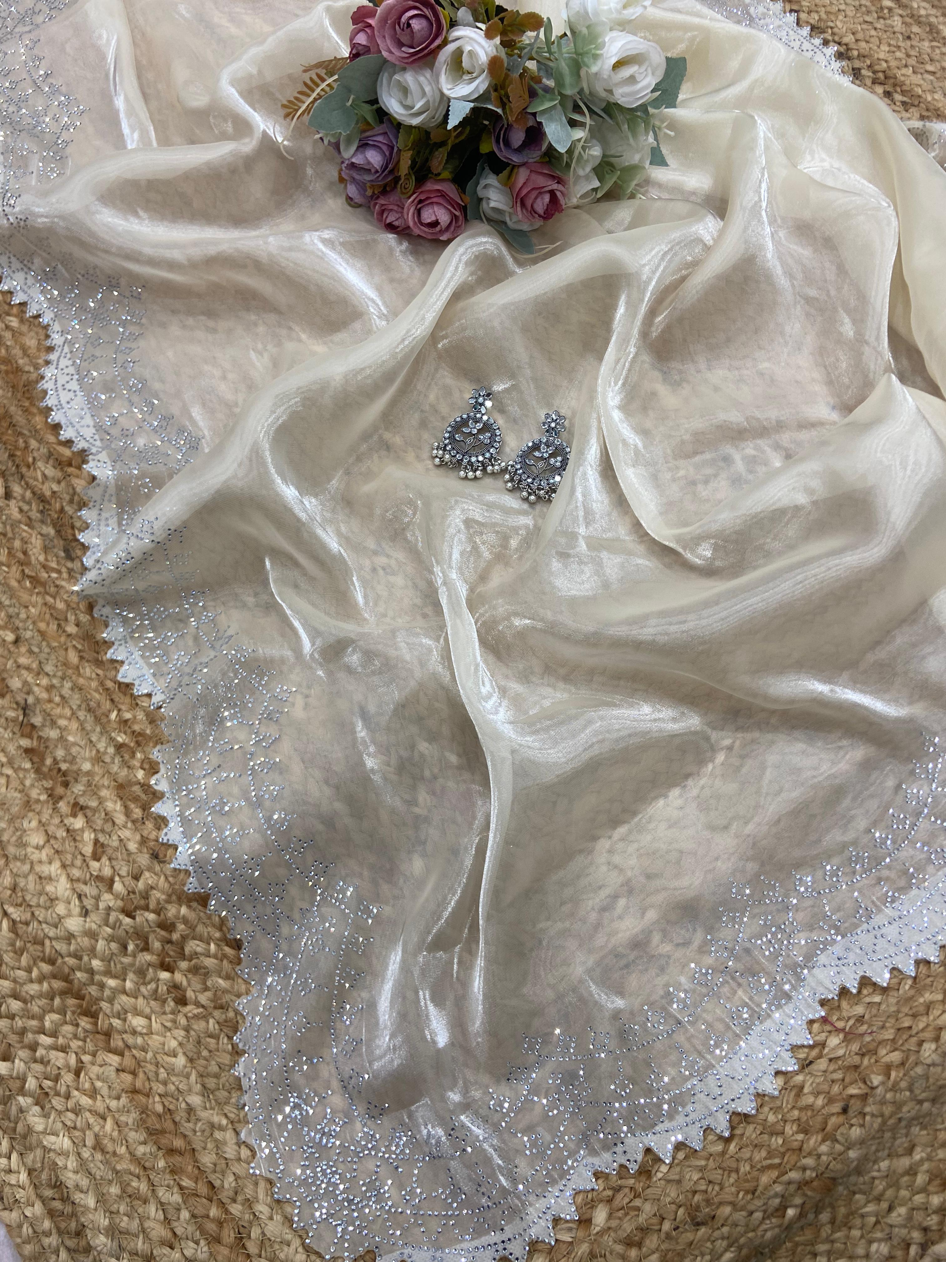 Iraaya Organza Bollywood wear Saree (White)