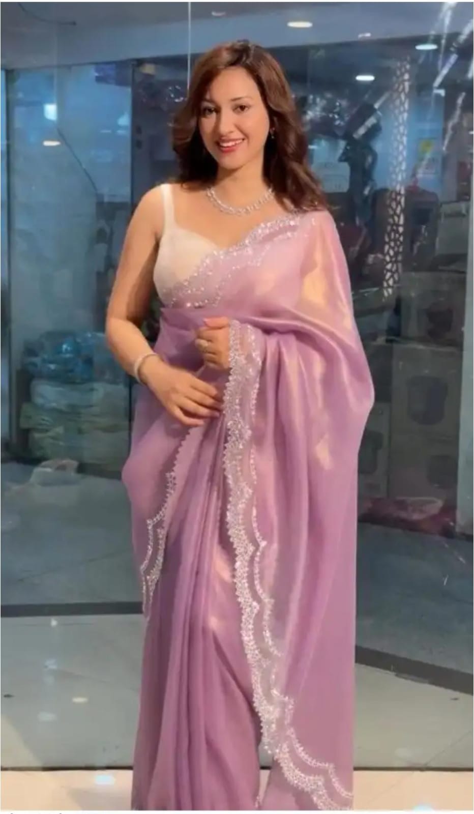 Iraaya Organza Bollywood wear Saree (Lilac)