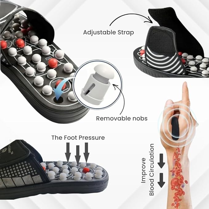 Acupressure Paduka Slippers Foot Massager for Full Body Blood Circulation -- For Men and Women (Unisex)