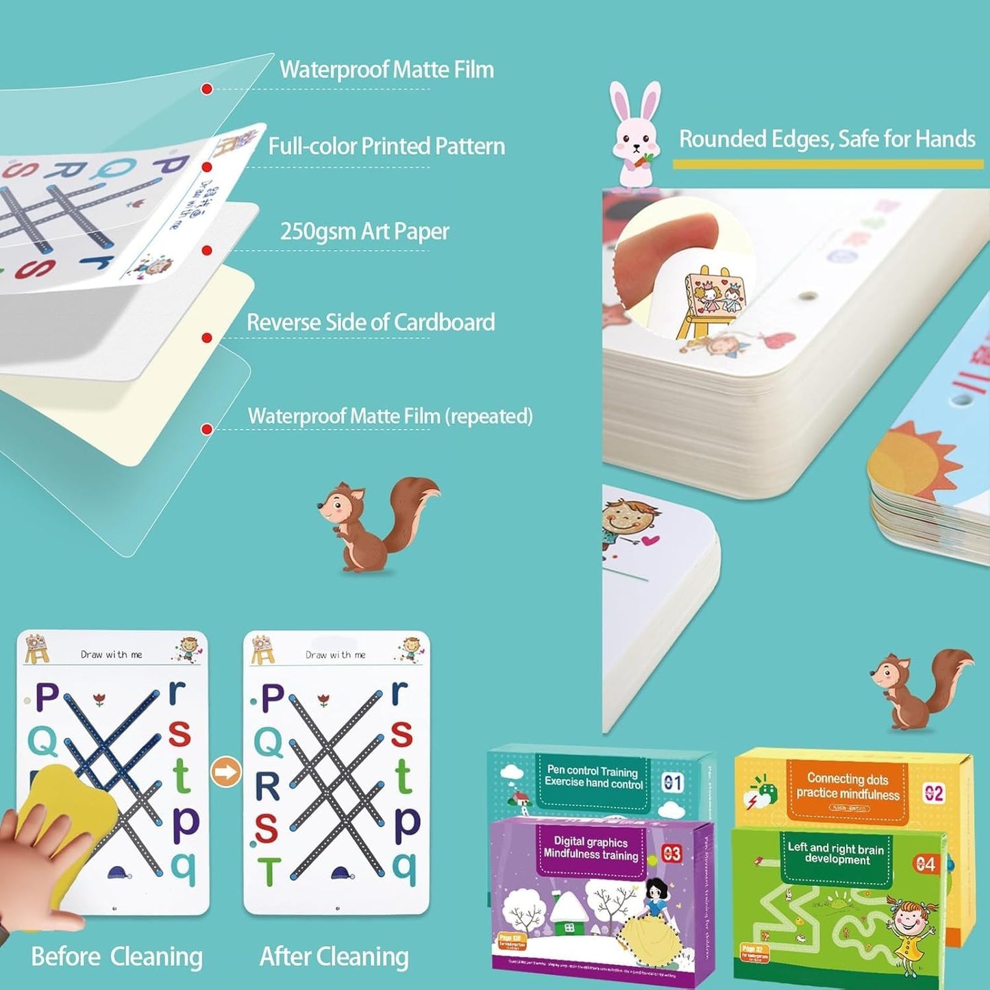 Hand Writing Pen Control Training Book | 64 Pages Magical Tracing Workbook Set with Pen & Eraser