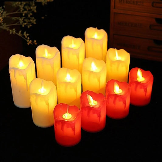 LED Candles with Dripping Wax Design Smokeless and Flameless (12 pcs)