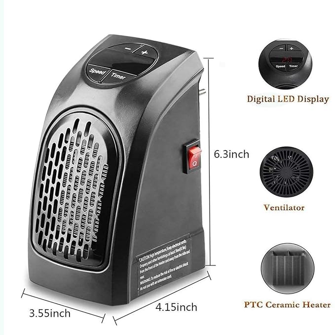 Mini Portable Heater - Energy-Saving Small Indoor Room Heater 220V (BLACK)