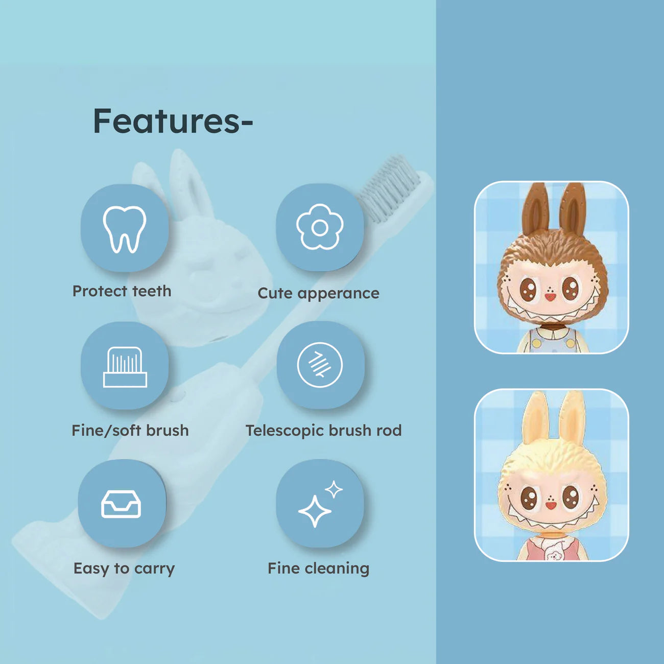 Cute Labubu Ultra Soft Bristles Toothbrush