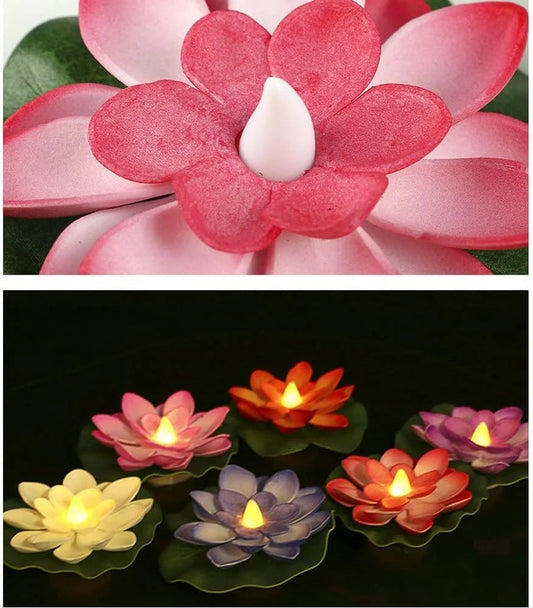 (6 pcs) Smokeless Lotus Flowers Sensor Led Candles
