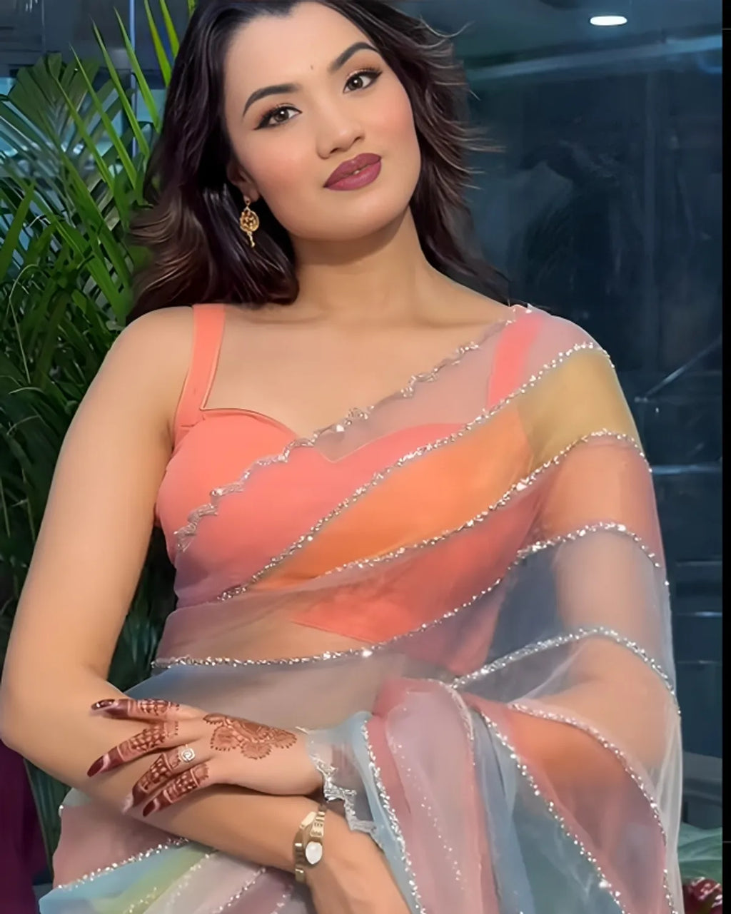 Multicolor Soft Organza Silk Saree