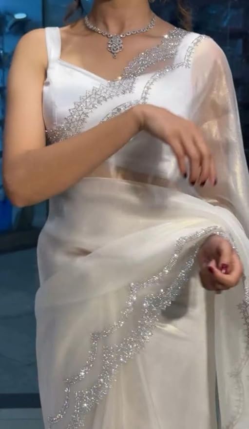 Iraaya Organza Bollywood wear Saree (White)