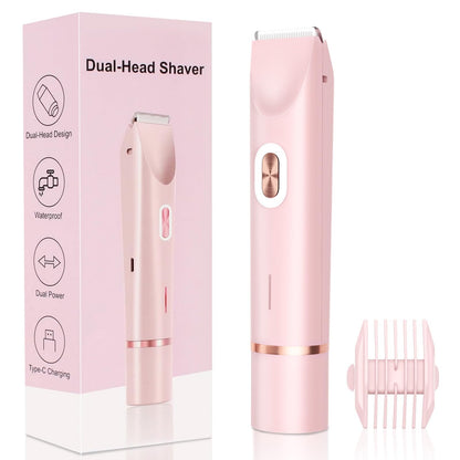 2 in 1 Electric Shaver, Dual Head Trimmer for Women and Men, Comfort Electric Shaver for Underarm ,Leg, Arm, Body, Face Hair