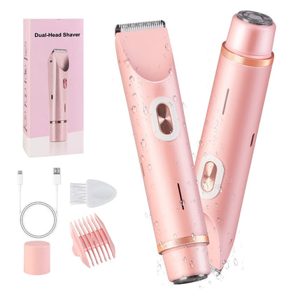 2 in 1 Electric Shaver, Dual Head Trimmer for Women and Men, Comfort Electric Shaver for Underarm ,Leg, Arm, Body, Face Hair