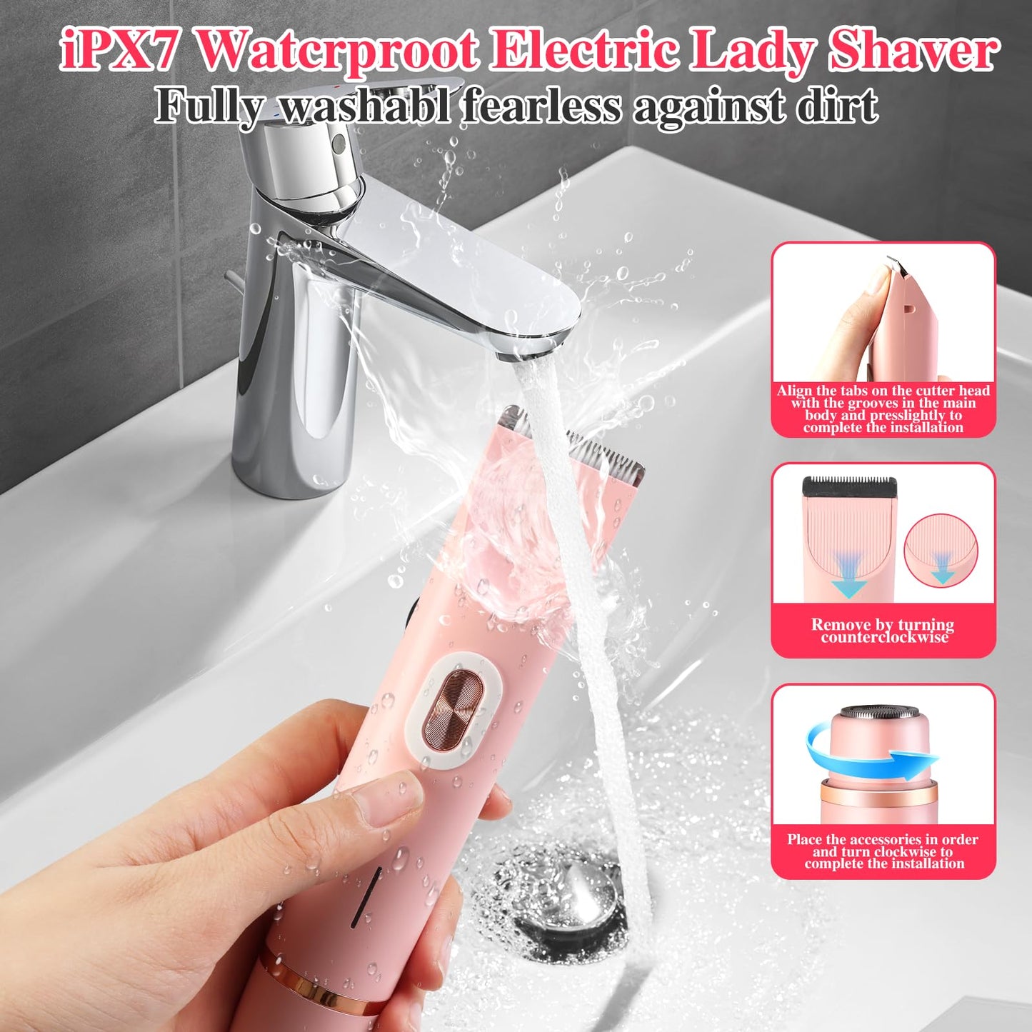 2 in 1 Electric Shaver, Dual Head Trimmer for Women and Men, Comfort Electric Shaver for Underarm ,Leg, Arm, Body, Face Hair