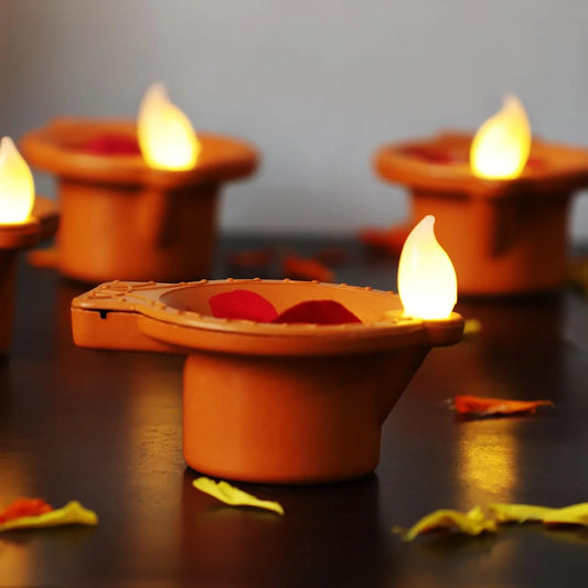 Water Sensor Diya Lights Electric Flameless & Smokeless LED Diya (6 pcs)